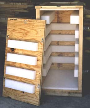 wood packaging with foam inserts custom made for sensitive devices