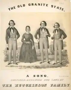 old poster from the 1800s featuring the hutchinson family singers