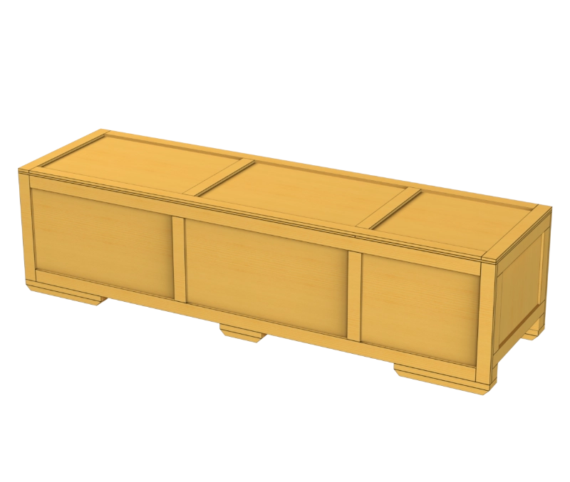 3d rendering of a cleated plywood box container
