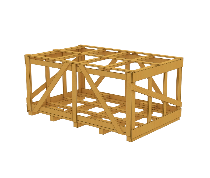 3d rendering of an open air wood crate